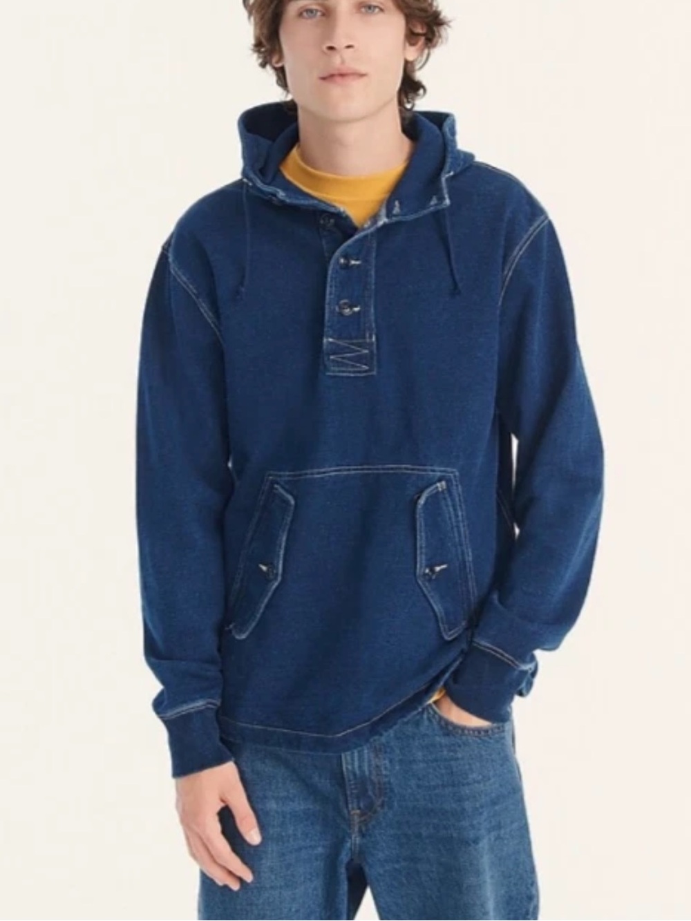 J. Crew Wallace & Barnes Indigo-Dyed French Terry Anorak size small